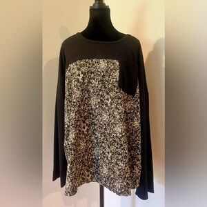GiGio Plus+ black floral top NWOT sz XL